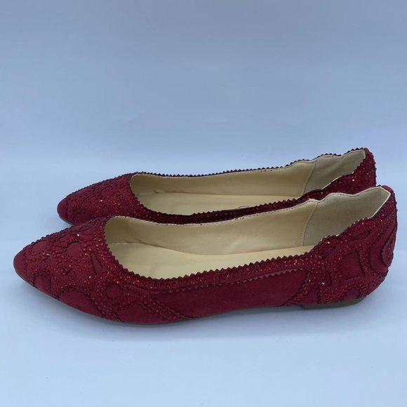 XYD Women Elegant Pointed Toe Rhinestone Flats Mes - Picture 3 of 13